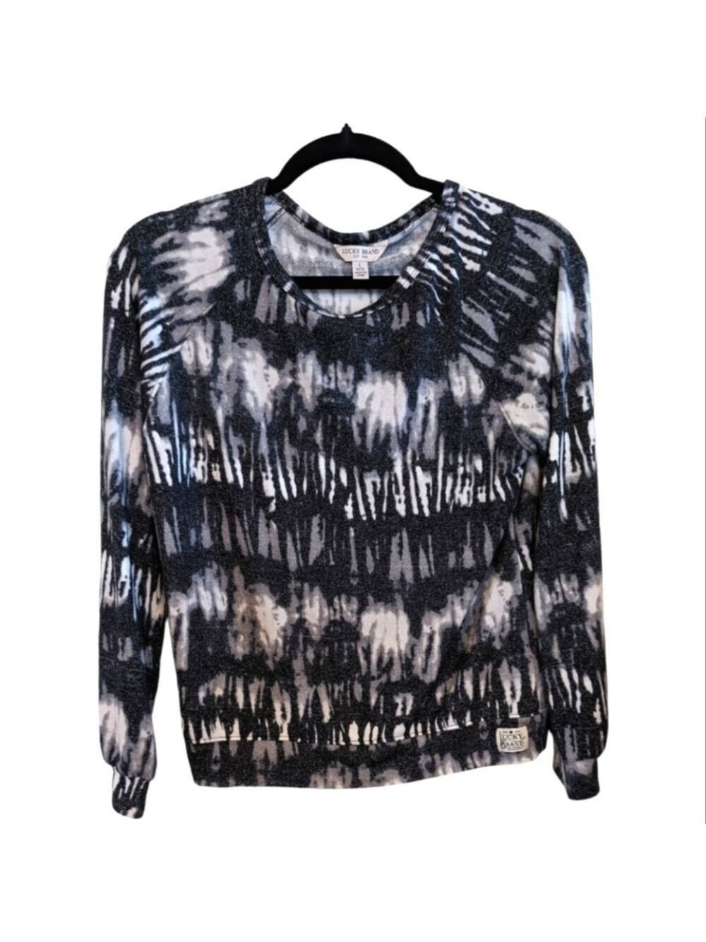 ⭐Lucky Brand Youth Black Tie Dye Long Sleeve Tee Size L (14-16) EUC